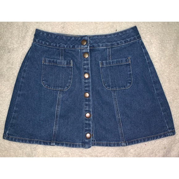 Brandy Melville High-waisted Button Up Jean Skirt - Picture 2 of 6